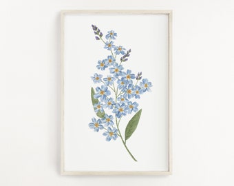 Forget Me Nots Print, Watercolor Forget me not Painting, Blue Florals, Floral Art Print, Blue Flower painting, Watercolor Botanicals