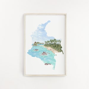 Colombia Impresión de acuarela, Arte de Colombia, Pintura de Colombia, Parque Nacional Tayrona, Colombia Sudamérica, Regalo de Colombia, Recuerdo de Colombia