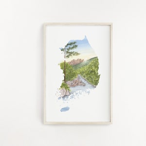 South Korea Aquarell Print, South Korea Art, South Korea Painting, Seoraksan National Park, South Korea Gift, South Korea Souvenir