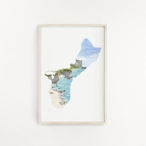 Guam Watercolor Print, Guam Painting, Guam map art, Country of Guam Art, Military Family gift, US Territory Guam
