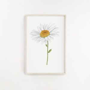 Daisy Print, Watercolor Daisy Painting, Daisy Art, Floral Art, Floral Print, Floral Home Decor, Flower Art, Daisy Flower, Daisy Gift