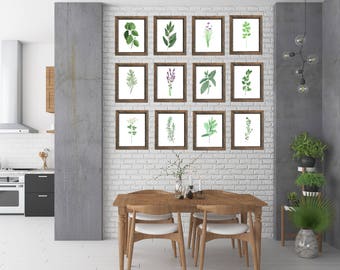 Botanical Herb Watercolor Print, Kitchen Wall Art