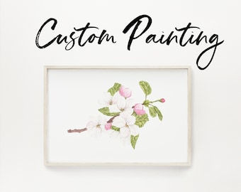 Impressão personalizada em aquarela, arte floral personalizada, arte de frutas personalizada, presente de pintura personalizada, encomenda de pintura botânica, pintura artística personalizada