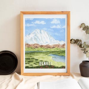 Denali National Park Print | Denali Poster | Alaska National Parks | Mount McKinley Watercolor | Gift for Dad