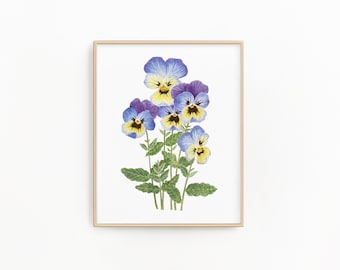 Lámina artística de acuarela violeta, pintura floral multicolor, decoración para habitación infantil.