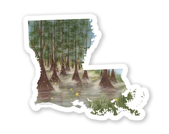 Sticker Louisiana, sticker aquarel Louisiana, LA auto sticker, sticker staat, sticker staat, thermos sticker, waterdicht sticker Louisiana, sticker LA