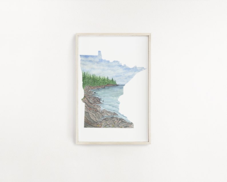 New York Watercolor Print New York Print New York State Art Home State pride NY art Letchworth State Park Print NY Shape Wall Art