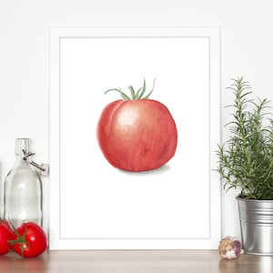 Watercolor Tomato Painting, Kitchen Art, Dining Room Decor, Vegetable Print, Fruit Art, Gardener Gift, Watercolor Tomato, Tomatoes
