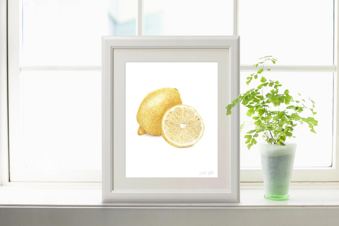 Watercolor Lemon Painting, Kitchen Art, Dining Room Decor, Fruit Print