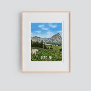 Glace Nationalpark Poster | Poster Gletscher | Nationalpark Poster | Aquarell Nationalparks | Classic Park Poster | Glace Montana