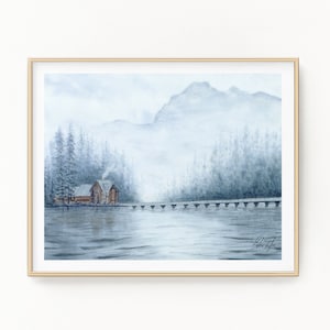 Foggy Mountain Painting, Sapphire Solace Limited Edition Print, Watercolor mountains, blue mountain Art, Misty Mountain Painting