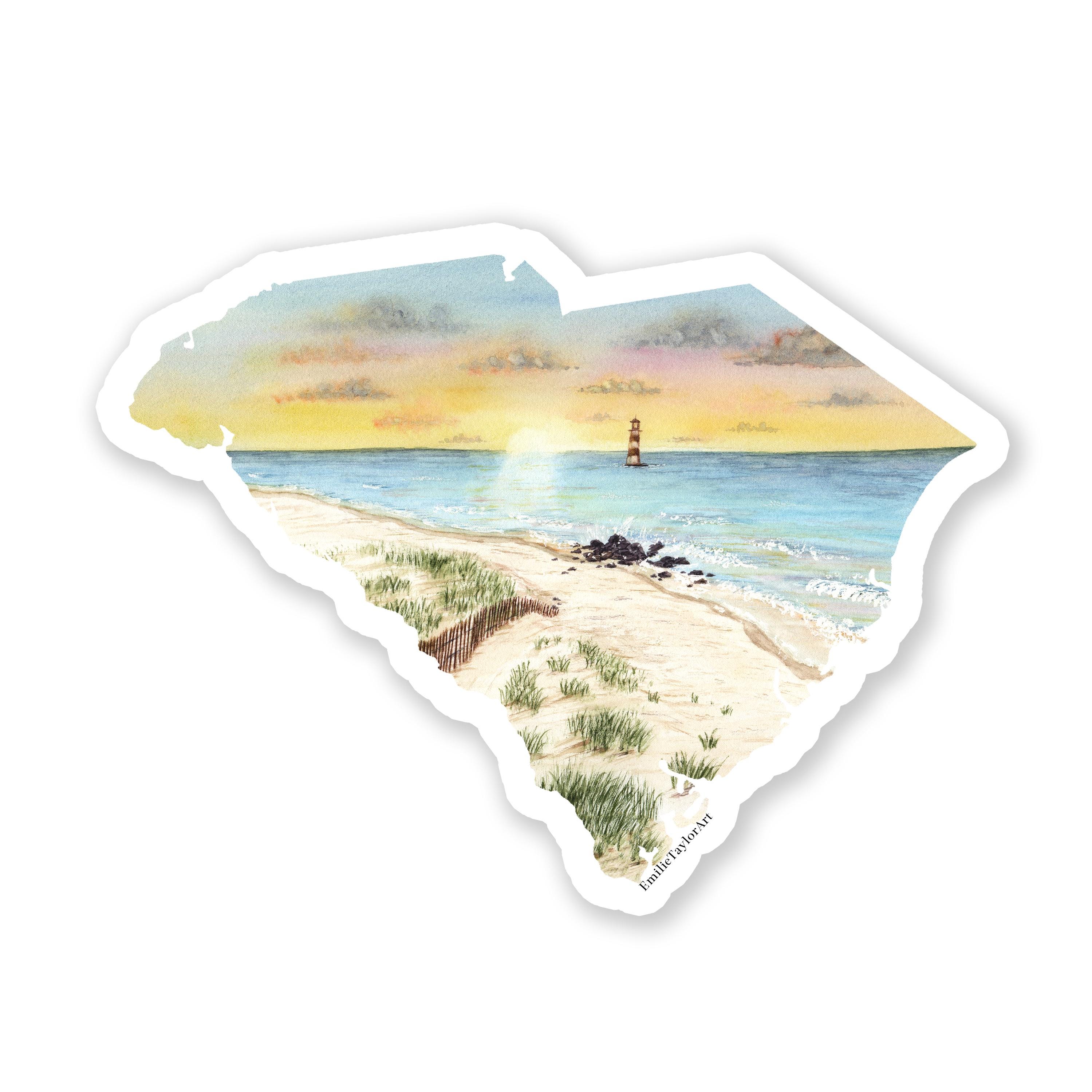 Sticker South Carolina, sticker aquarel South Carolina, sticker SC auto, sticker SC staat, sticker staat, sticker thermoskan, waterdichte sticker