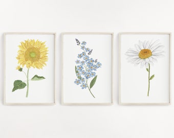 Watercolor Flower Prints, Botanical Wall Art Collection | Bundle and Mix and match Flower collage