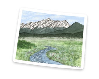 Watercolor Mount Elbert Colorado Sticker, Waterproof Vinyl Decal