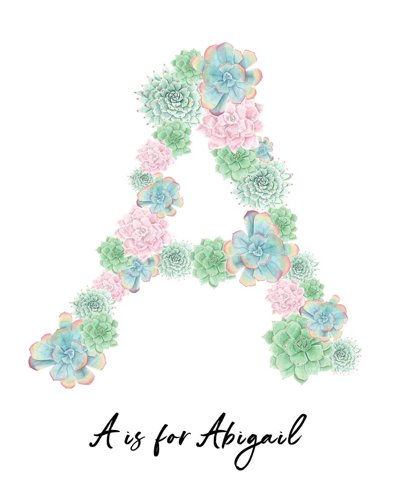 Custom Monogram Letters Custom Name art Watercolor Letter Newborn Gift Nursery name art Nursery Decor Alphabet Letter Print