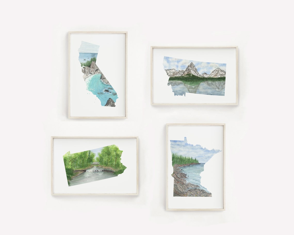 Idaho Watercolor Painting Idaho State Art Home State Print - Etsy