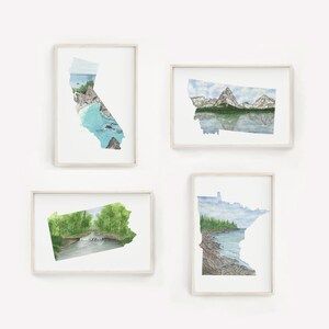 Idaho Watercolor Map Art Print, Fall Creek Falls - Etsy