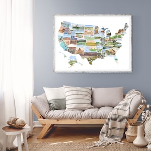 USA Karte Malerei, US Travel Tracker, USA Aquarell Karte, 50 Staaten Karte, USA Reise Karte, Amerika Karte, Schulgeographie Karte
