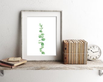 Watercolor Eucalyptus Print, Botanical Wall Art, Home Decor