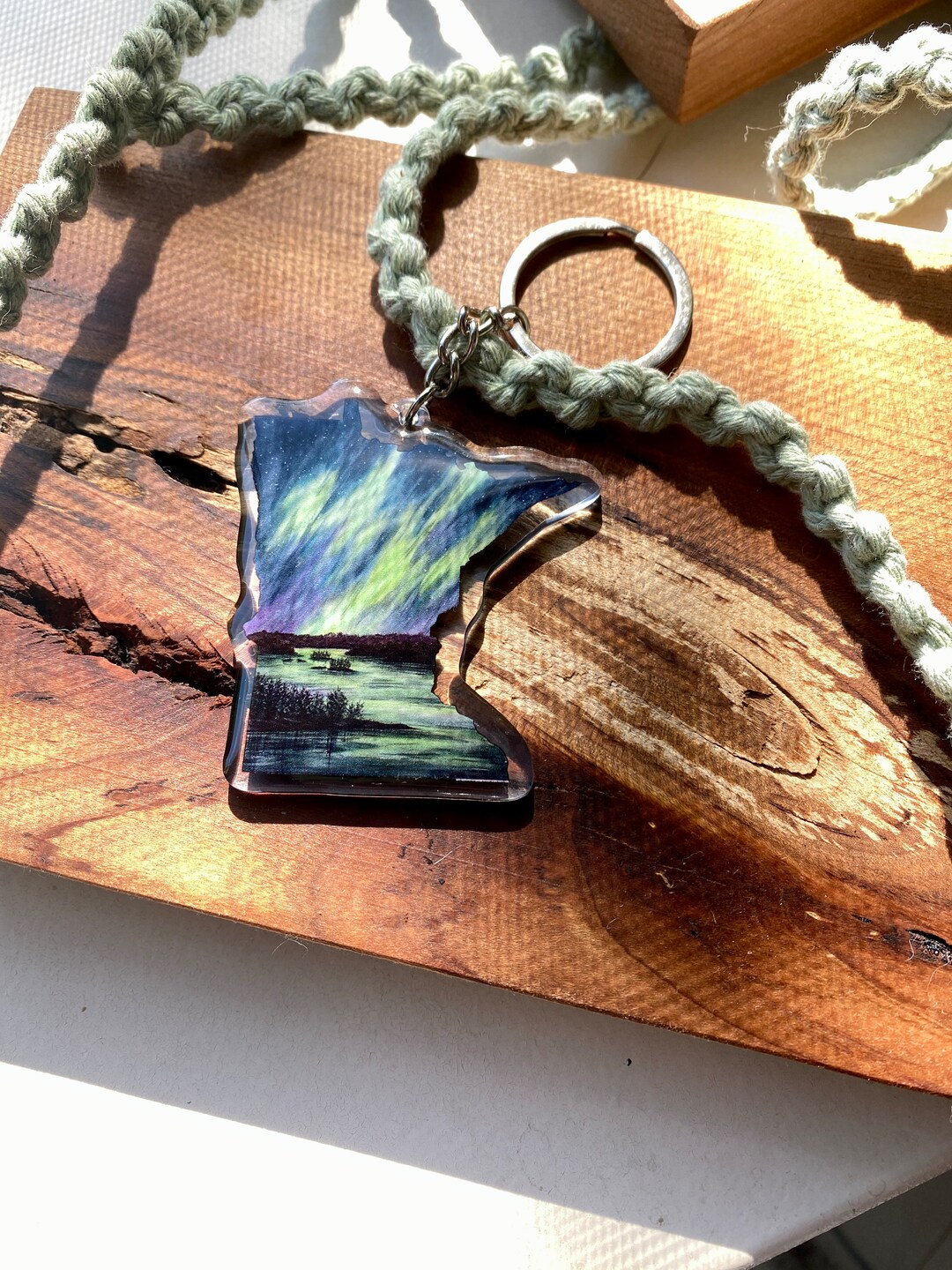 Minnesota Northern Lights Keychain, Voyageurs National Park Acrylic Art ...