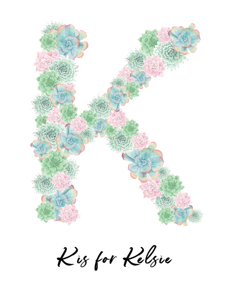 Custom Monogram Letters Custom Name art Watercolor Letter Newborn Gift Nursery name art Nursery Decor Alphabet Letter Print