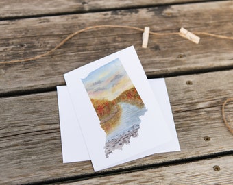 Indiana Greeting Card, Watercolor Home State Card, IN State Gift, Indiana Notecard, Indiana Art Souvenir, Indiana wedding Gift, IN state art
