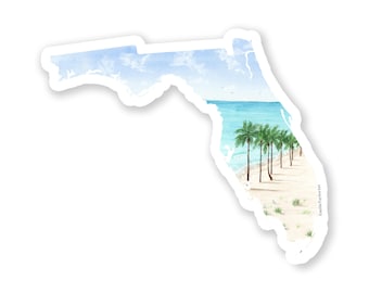 Sticker Florida, sticker aquarel Florida, sticker FL Car, sticker Home State, sticker staat, sticker thermosfles, waterdichte FL-sticker, Florida Art