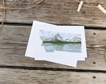 Carte de voeux Montana, carte de correspondance du Montana, souvenir d'art MT, carte de voeux du Montana, carte d'État d'origine, carte de mariage MT, carte d'art du Montana