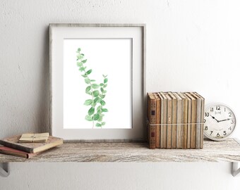 Watercolor Eucalyptus Print, Botanical Wall Art