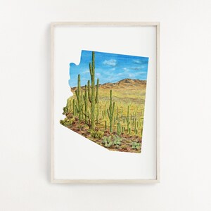 Arizona Saguaro National Park, Saguaro Kaktus, AZ Aquarellmalerei, Arizona State Art, Arizona National Park Andenken