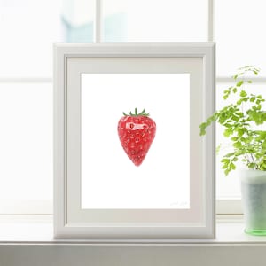 Watercolor Strawberry Painting, Kitchen Art, Dining Room Decor, Fruit Print, kitchen prints, Gardener Gift, Fruit Art, Watercolor Strawberry