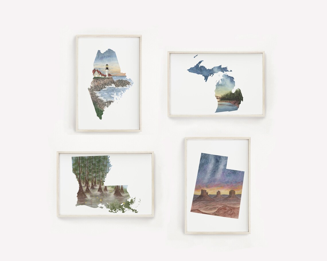 Idaho Watercolor Painting Idaho State Art Home State Print - Etsy