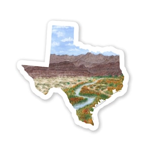 Texas Decal, Watercolor Texas Sticker, TX Car Decal, Home State Decal, State Sticker, Waterproof Texas Decal, Texas Art Sticker, Big Bend