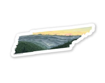 Tennessee Smokey Mountains Watercolor Decal, TN State Sticker