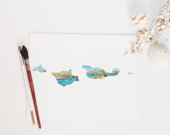 Channel Islands Watercolor Print, Channel Islands National Park, National Park of California, National Park Souvenir, National Park Tracker