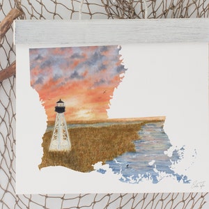 Louisiana Watercolor Print, Louisiana Art, Louisiana Painting, Louisiana Print, Louisiana State Print, Louisiana Gift, LA Souvenir