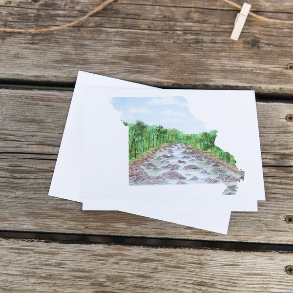 Missouri Greeting Card, Missouri Notecard, Missouri Art Souvenir, MO Greeting Card, Home State card, MO wedding card, Missouri Art Card