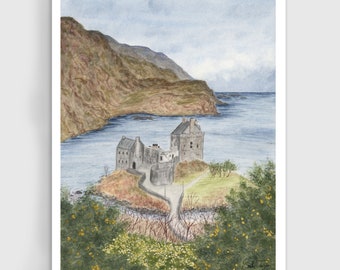 Castello Eilean Donan, Stampa Eilean Donan in edizione limitata, altopiani scozzesi, Castello ad acquerello, Castello in Scozia, Pittura del castello