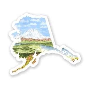 Alaska Decal, Watercolor Alaska Sticker, AK Car Decal, Home State Decal, State Sticker, Thermos Decal, Waterproof Decal, Alaska Art Sticker