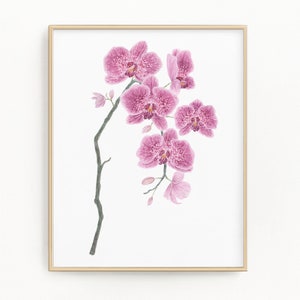Orchidee Druck, Aquarell Orchidee Malerei, Orchidee Kunst, Blumenkunst, Blumendruck, Floral Wohnkultur, Blumenkunst, lila Orchideen, Orchidee Geschenk