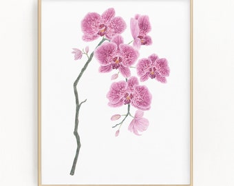 Orchid Print, Watercolor Orchid Painting, Orchid Art, Floral Art, Floral Print, Floral Home Decor, Flower Art, Purple Orchids, Orchid gift