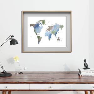 Neutrale Weltkarte, Landkarte, Aquarell Malerei, Landkarte, Weltkarte Poster, Pin Map, Office Map, erkunden