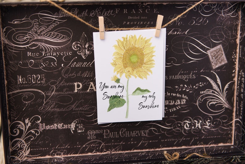 Watercolor Sunflower Greeting Card, Floral Blank Card With Envelope - Etsy