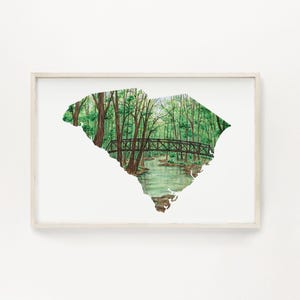 South Carolina Congaree Nationalpark, South Carolina Aquarellmalerei, Südcarolina-Druck, SC Wald und Parks. Congaree Souvenir