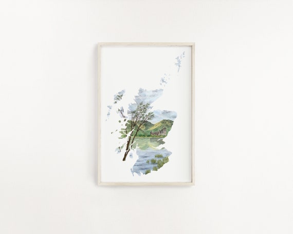 Scotland Watercolor Print, Scotland Art, Scotland Painting, Kilchurn Castle, Highlands Scotland, Scotland Gift idea, Scotland Souvenir