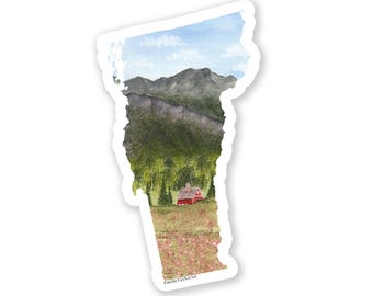 Calcomanía impermeable de Vermont, pegatina de acuarela de la montaña Mansfield
