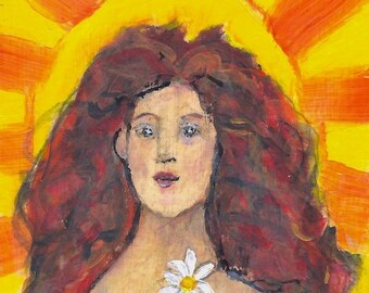Print Art | "The Sun" | Acrylic Painting Tarot Card Size Original Art Print available in 2.75" x 4.75" or 4" x 6"