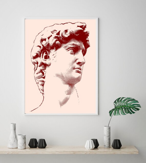 Michelangelo S David Printable Wall Art Pink And Burgundy Etsy