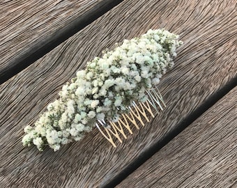 Peine de flores de aliento del bebé // Tocado de paniculata // Peine de flor blanca // Tocado nupcial