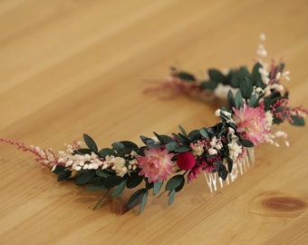 Boho preserved flower headpiece - Natural flower headpiece - Bridal headpiece - Tocado de novia de flores preservadas - Greenery headpiece